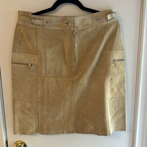 Tan leather mini skirt 12